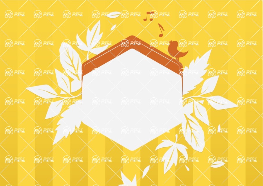 Nature Backgrounds, Patterns and Frames Themed Graphic Collection - Floral Frame Design with Flowers and Singing Bird